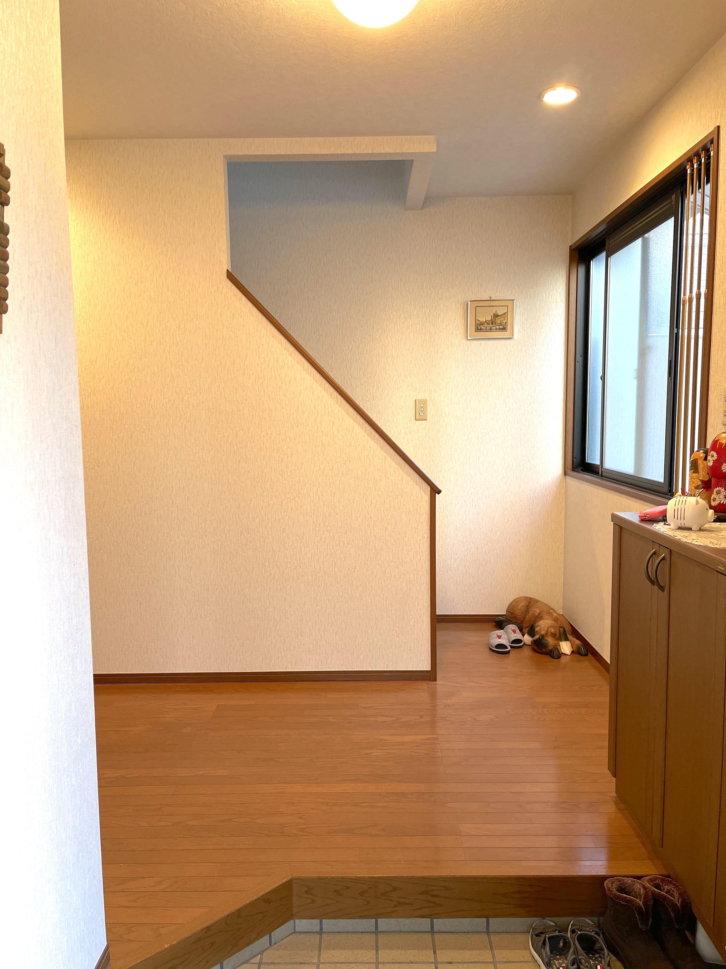 にゃんがーど設置前の広い玄関