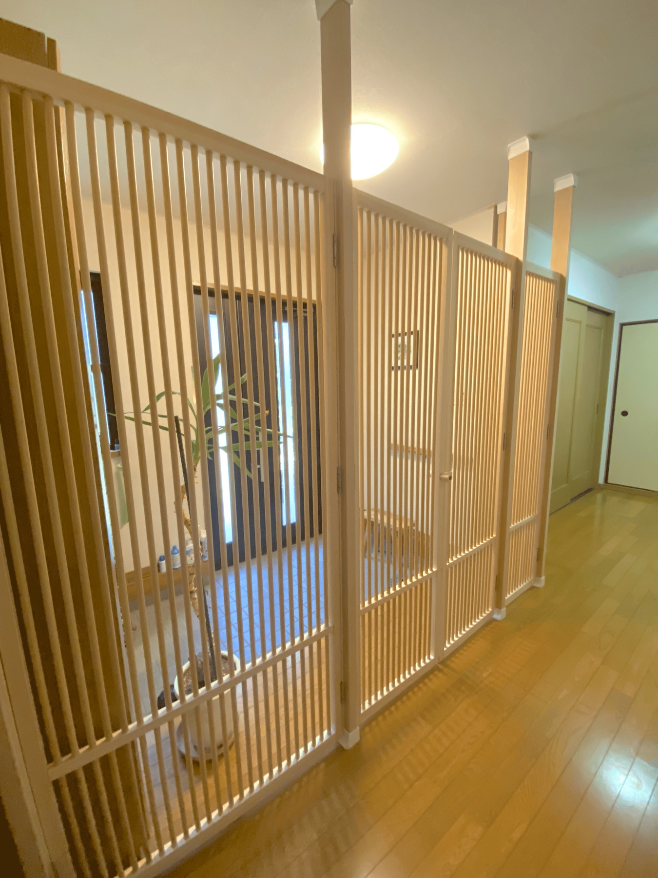 広い廊下に設置された観音開きタイプのにゃんがーど